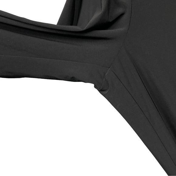 ADRIANNA PAPELL RUFFLE ONE SHOULDER BLOUSON WIDE LEG BLACK JERSEY JUMPSUIT - Picture 11 of 16